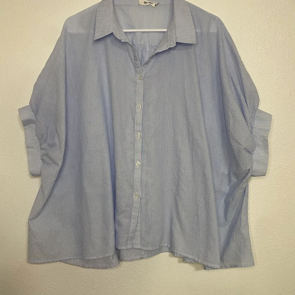 Classic Blue Striped Button Down Shirt for Women - Picture 4 of 14
